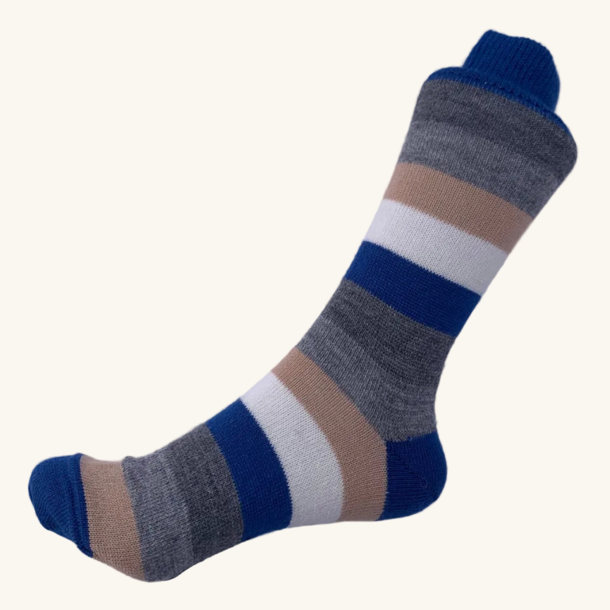 Colorful striped sock on a white background
