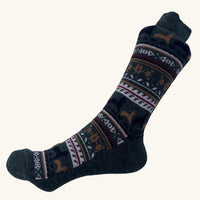 Dark green sock with pattern on a white background