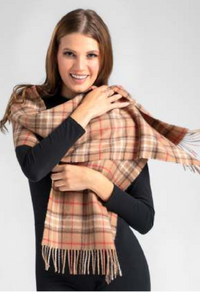 Plaid Pattern Scarf - 100% Baby Alpaca