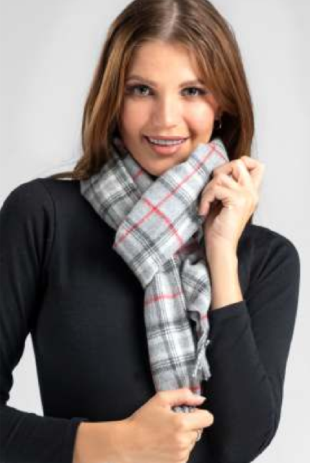 Plaid Pattern Scarf - 100% Baby Alpaca