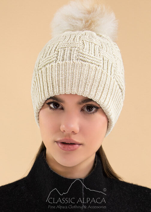 Brittany Fur Pom Pom Hat - 100% Alpaca