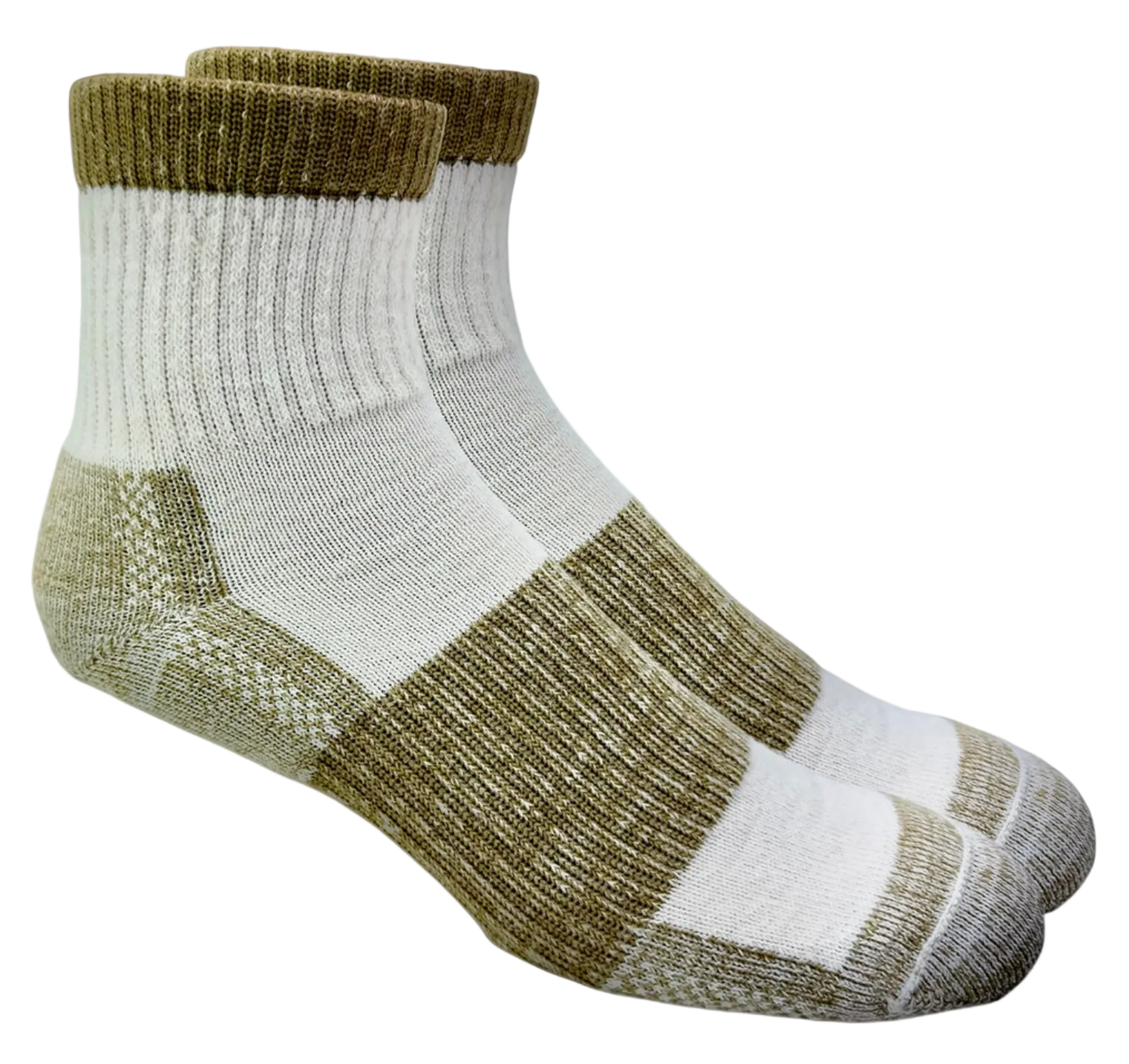 white and grey/brown socks on a white background