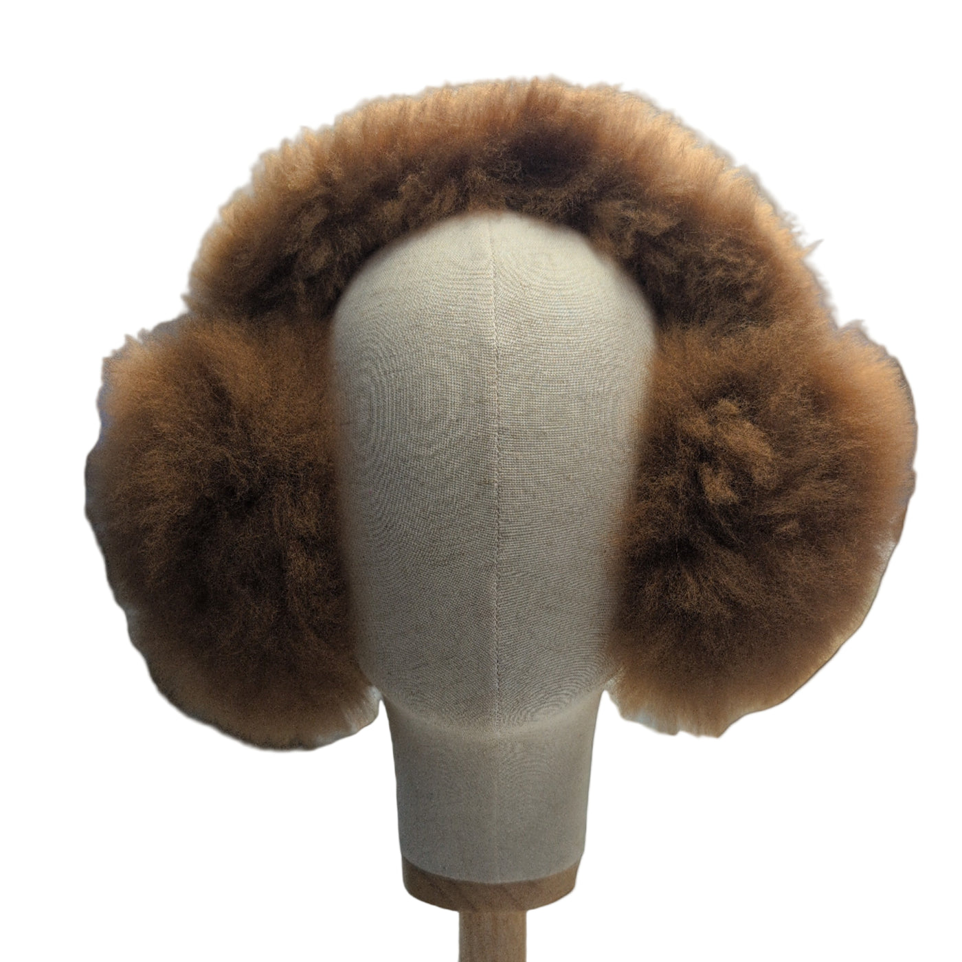 fluffy earmuffs on a mannequin head
